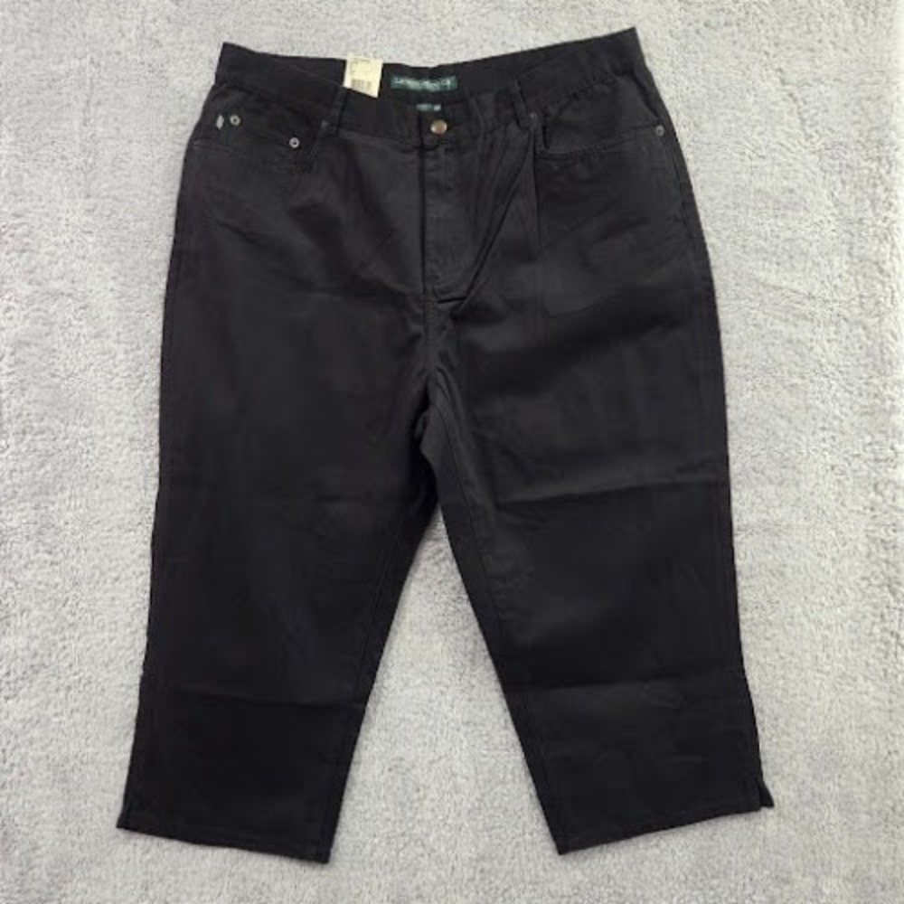 Lauren Ralph Lauren Capri Pants Women's 16W Black Cropped Tapered Leg Casual NWT
